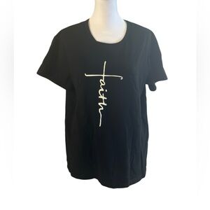 Black Graphic Tee with Faith Print